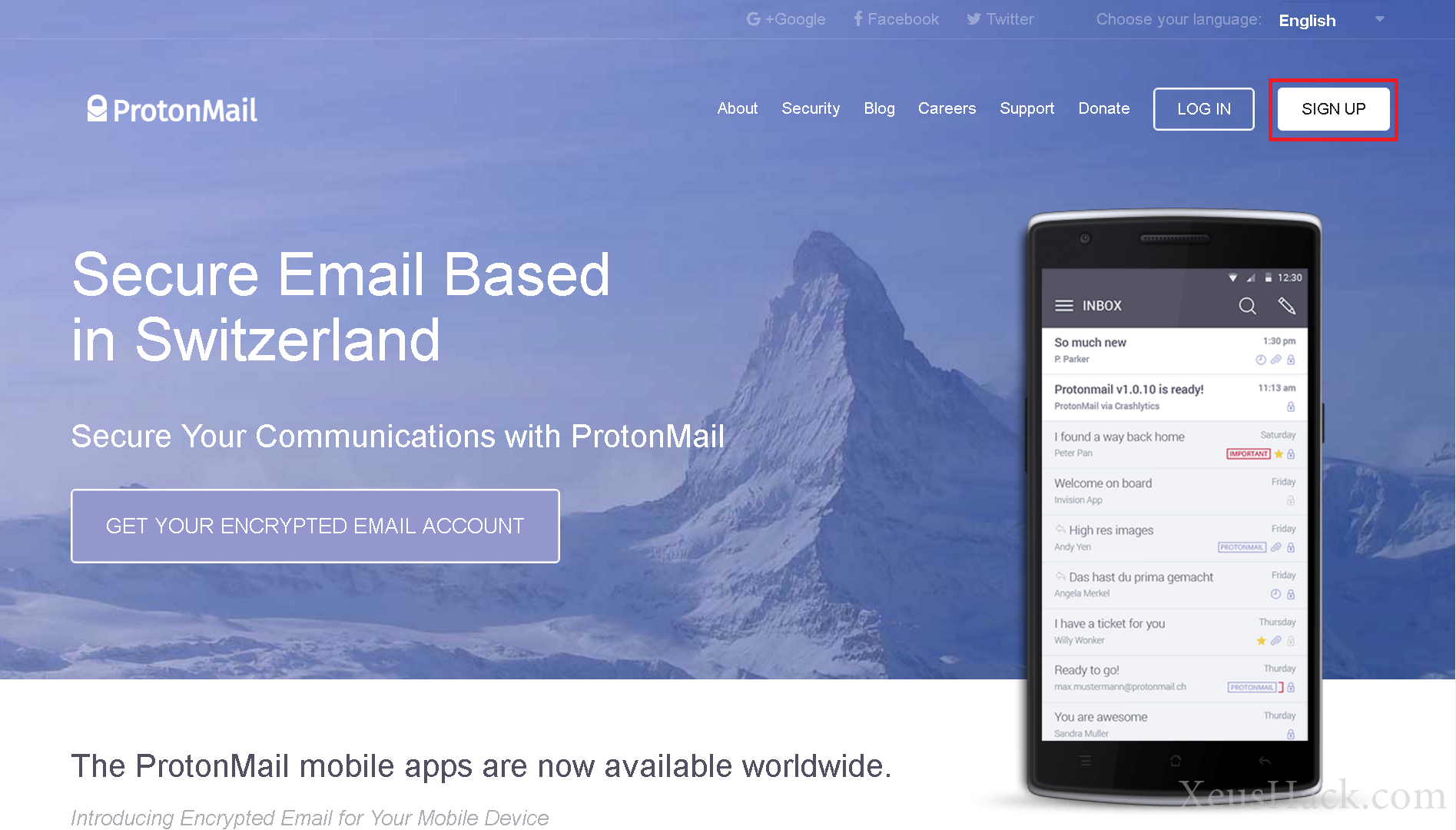 sign up for protonmail