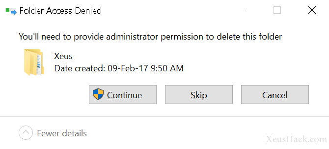 You need to provide administrator privileges to delete some folder